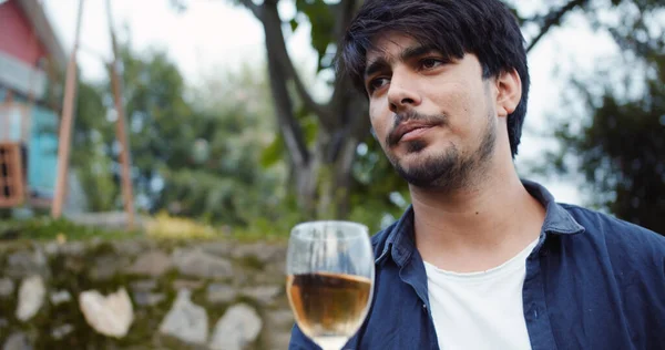 Portrait Attractive South Asian Male Holding Glass Wine —  Fotos de Stock
