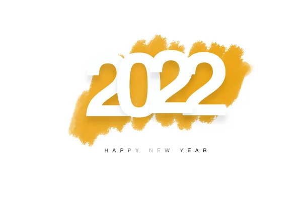 Happy New Year 2022 White Text Golden Design White Background — Stockfoto