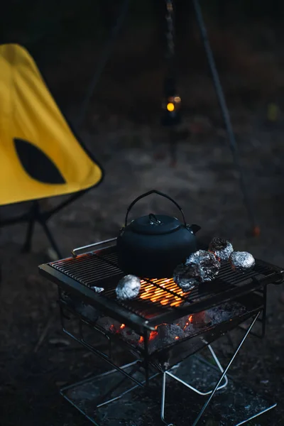 Cooking Barbecue Grill Fire Vegetables — Stockfoto