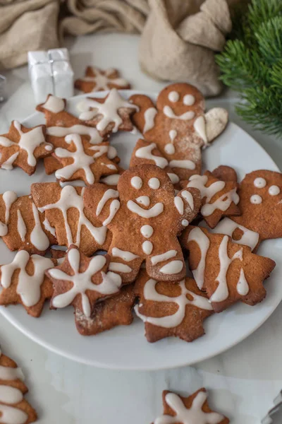 Gingerbread Cookies Icing Sugar Chocolate — Stock Photo, Image