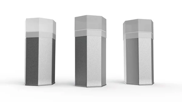 Render Metal Jar Heptagon Shape Containers — Stockfoto