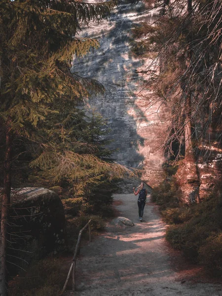 Egy Gyönyörű Kép Egy Nőről Erdőben — Stock Fotó