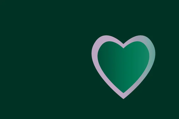 Green Heart Green Background Copy Space Your Card — Zdjęcie stockowe