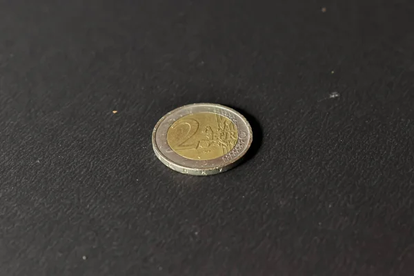 Монета Євро Чорному Фоні — стокове фото