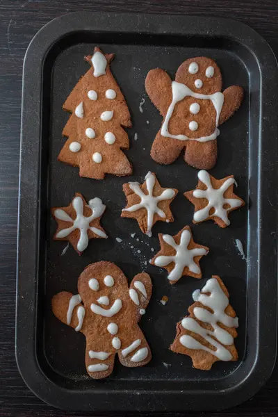 Jul Cookies Svart Bakgrund — Stockfoto