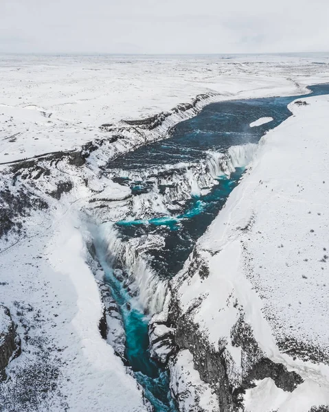 Vista Aérea Del Río Congelado Invierno — Foto de Stock