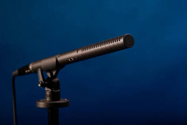 Microphone Tripod Blue Background — Stock Photo, Image