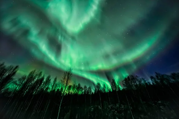 Auroras Boreales Verdes Cielo Nocturno — Foto de Stock