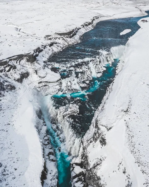 Vista Aérea Del Río Congelado Invierno —  Fotos de Stock