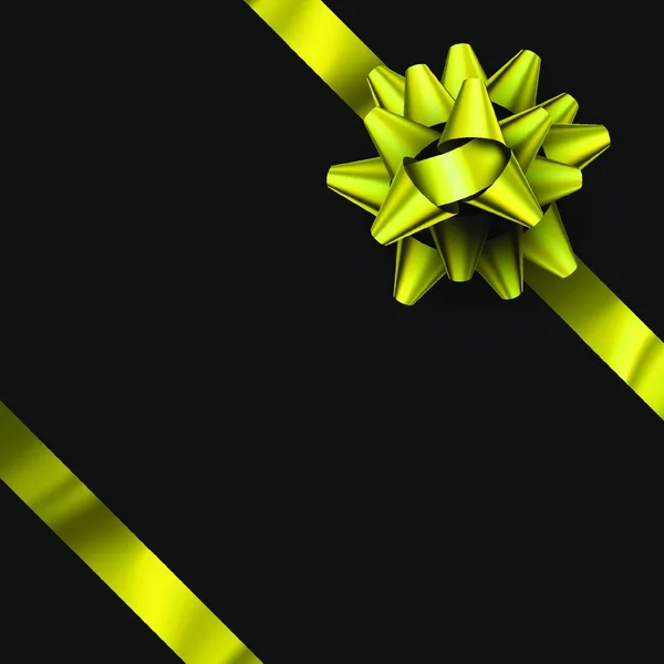 Golden Foil Ribbon Beautiful Bow Black Background Gift Box Present — ストックベクタ