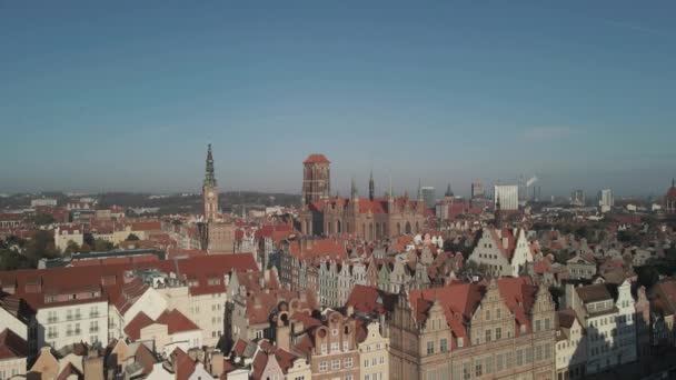 Аэросъемка Старинных Зданий Старом Европейском Городе — стоковое видео