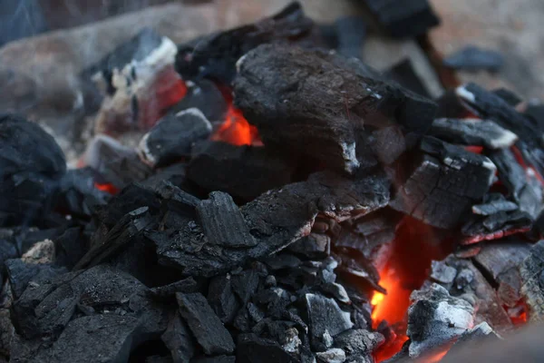 Close Burning Charcoal — Stock Photo, Image