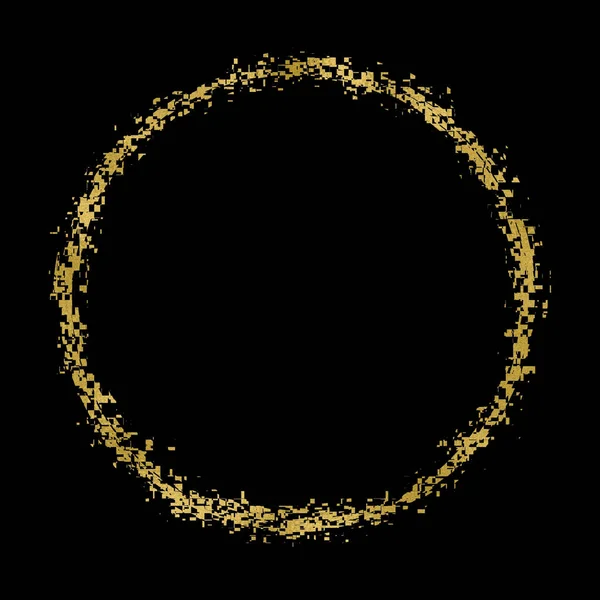 Χρυσός Κύκλος Εφέ Δυσλειτουργίας Μοτίβο Στρογγυλό Σχήμα Υφή Θορύβου Pixel — Φωτογραφία Αρχείου