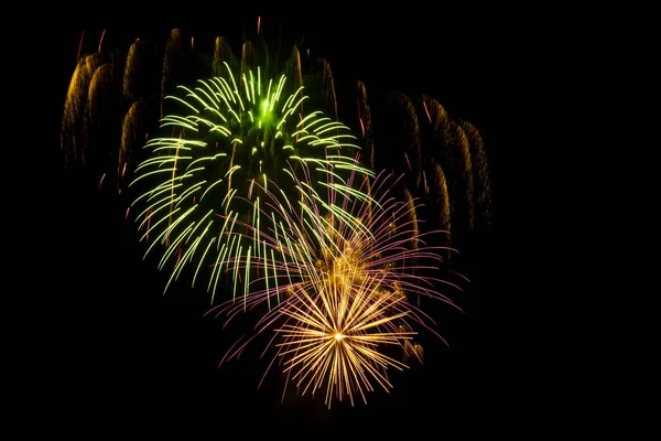 Fogos Artifício Coloridos Céu Noturno — Fotografia de Stock