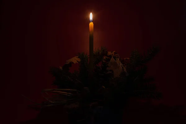 Árvore Natal Com Vela — Fotografia de Stock