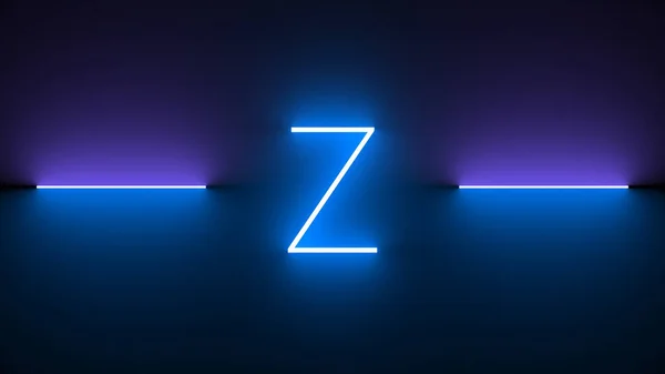 一个孤立在黑色背景上的霓虹灯字母Z的示例 — 图库照片