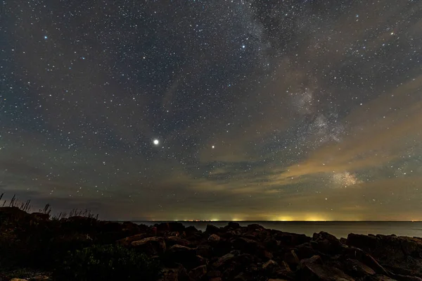 Belo Céu Noturno Com Estrelas Forma Leitosa — Fotografia de Stock