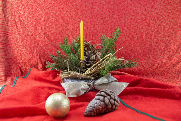 Décorations Noël Sur Rouge — Photo