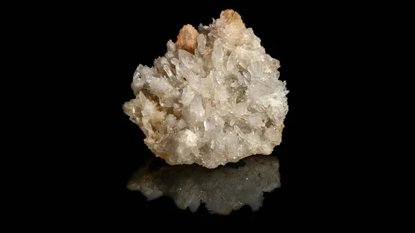 Cuarzo Piedra Mineral Macro Aislado Sobre Fondo Negro — Foto de Stock