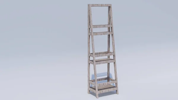Rendering Ladder Shelf White Wall — Fotografia de Stock