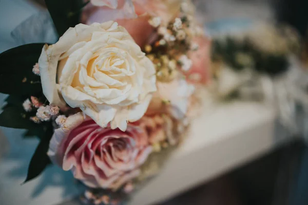 Beau Bouquet Mariage Roses Fleurs — Photo