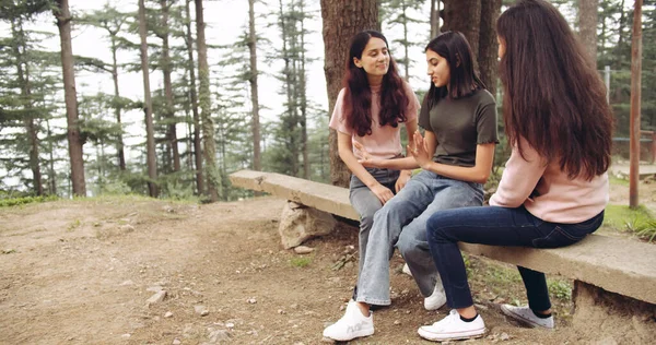 teenager group of friends in the forest