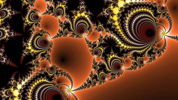 Orange Fractal Never Ending Abstract Flowers Shaped Figure Geometrical Patterns — Stock Photo, Image