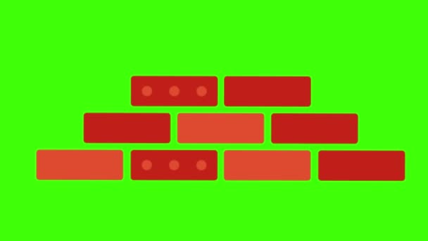 Bright Cartoon Animation Brick Wall Icon — Stock Video