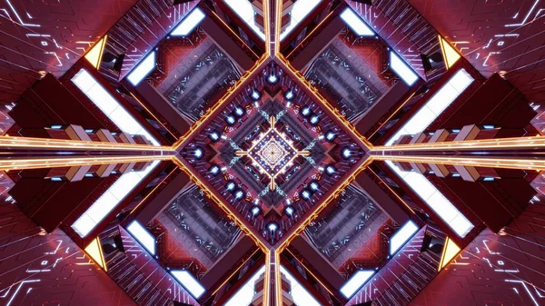 Illustration Rhombus Shaped Enlightened Colorful Sci Tunnel — Stockfoto
