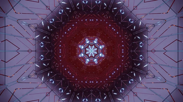 Illustration Flake Middle Octagon Shaped Kaleidoscopic Pattern Red — 图库照片