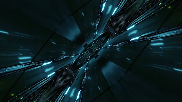 Illustration Rhombus Shaped Sci Tunnel Shades Green — Stockfoto
