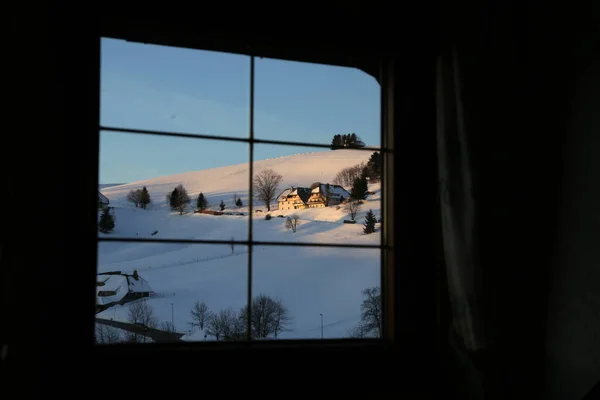 View Window House Mountains — Stock Photo, Image