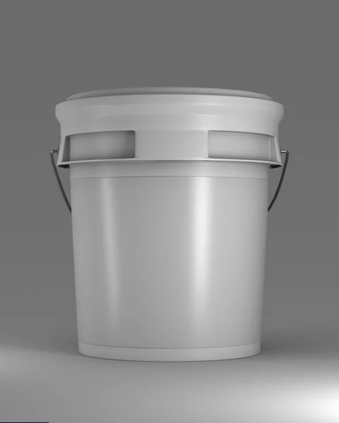 White Plastic Bucket Muck Render White Background — ストック写真