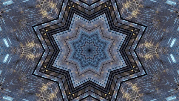 Illustration Star Shaped Kaleidoscopic Pattern Light Blue — Stockfoto