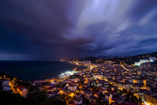 Night View City Island Mediterranean Sea North Israel — Stock Photo, Image