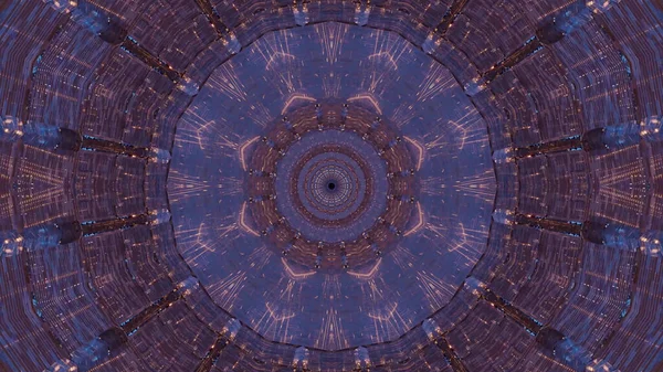 Illustration Shaped Kaleidoscopic Mandala Pattern Shades Blu — Foto Stock