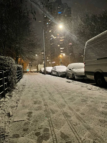 Estrada Inverno Cidade — Fotografia de Stock