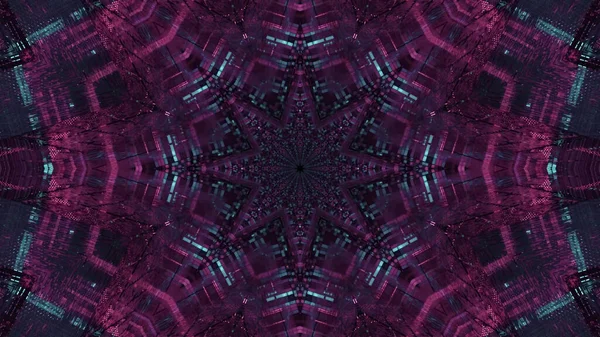 Illustration Octagonal Star Shaped Kaleidoscopic Pattern Enlightened Pink Outlines — Fotografia de Stock