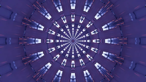 Μια Τρισδιάστατη Απεικόνιση Ενός Φωτισμένου Κυκλικού Γεωμετρικού Μοτίβου Μαντάλα Μπλε — Φωτογραφία Αρχείου