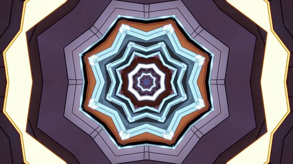 Illustration Star Shaped Kaleidoscopic Pattern Enlightened Colorful Outlines — Zdjęcie stockowe