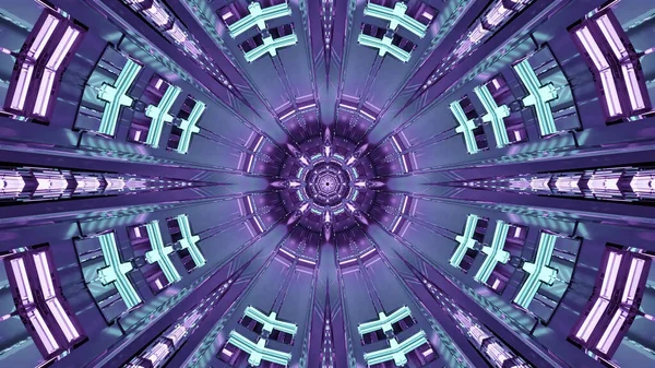 Ілюстрація Фіолетового Калейдоскопічного Візерунка Формі Квітки Викладеного Світлодіодних Вогнях — стокове фото