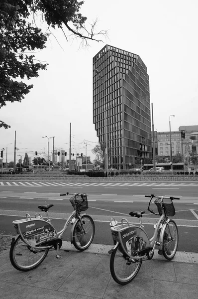 Black White Photo City Street Bicycle — Stock Photo, Image