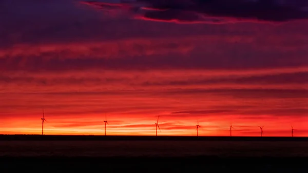 Solnedgång Över Fältet — Stockfoto