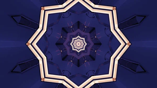Illustration Star Shaped Blue Geometric Mandala Pattern Outlined Led Lights — Stock fotografie