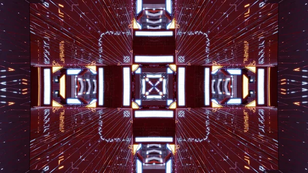 Illustration Cross Shaped Enlightened Sci Tunnel Red — Zdjęcie stockowe