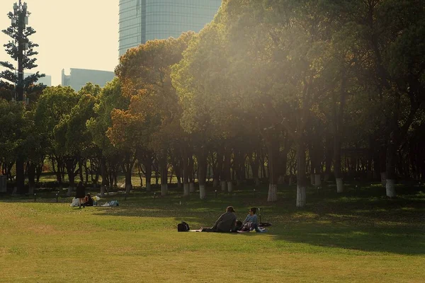 Люди Отдыхают Парке — стоковое фото