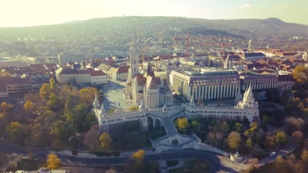 Letecké Záběry Starých Budov Malém Evropském Městě — Stock video