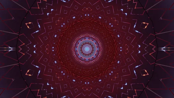 Illustration Shaped Enlightened Kaleidoscopic Pattern Red Background — 스톡 사진