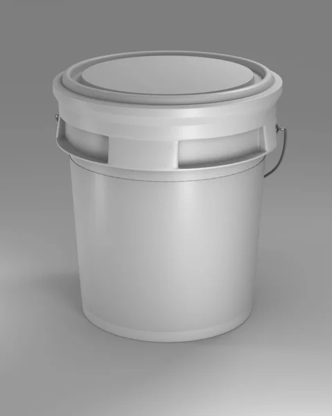 White Plastic Bucket Muck Render White Background — Stockfoto