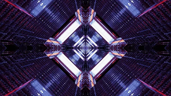 Illustration Rhombus Shaped Blue Sci Tunnel Enlightened Outlines — Stockfoto